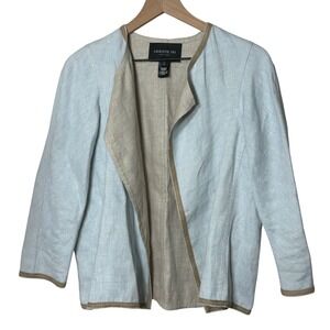 Lafayette 148 New York 100% Linen Lightweight Open Blazer Jacket Blue Size Small